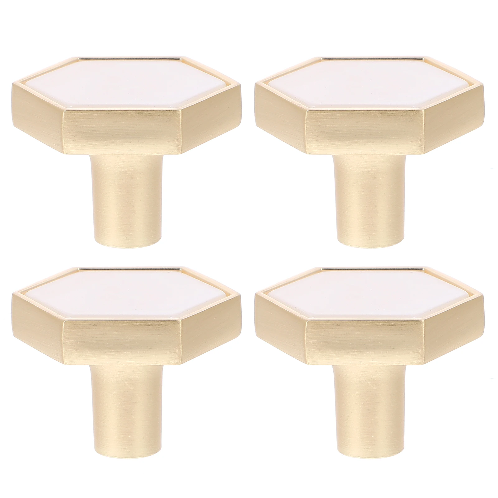 

4pcs Golden Drawer Handles Cabinet Knobs Dresser Hexagon Bathroom Kitchen Pulls Zinc Alloy Resin Smooth Comfortable Easy Install
