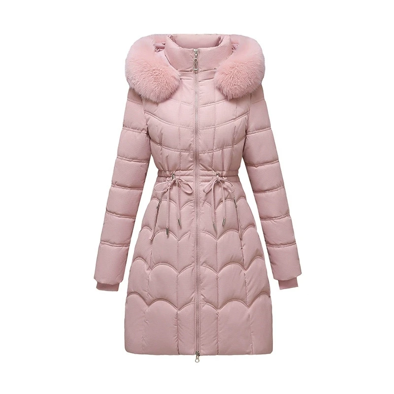 Hat Detachable Women's Winter Long Warm Cotton-padded Jacket Korean Version of Slim Big Fur Collar Padded Cotton-padded Jacket