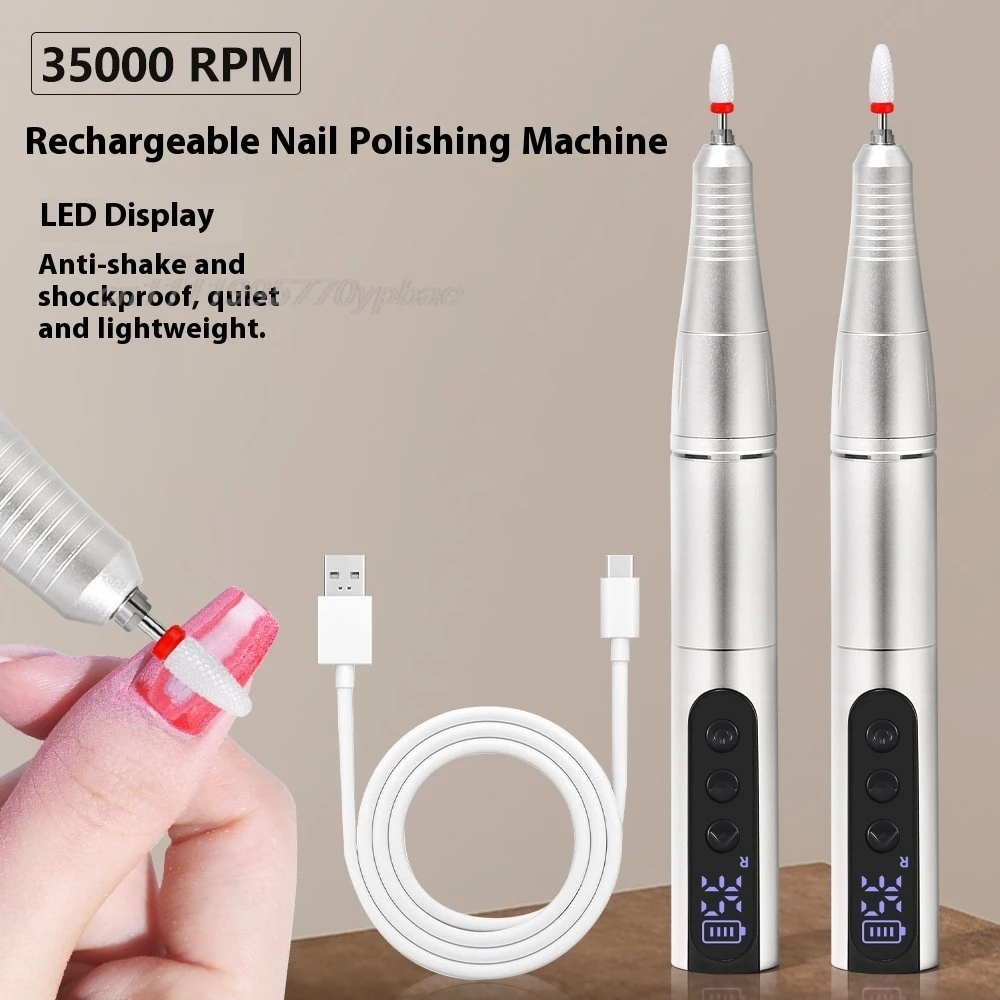 35000RPM Cordless Nail Drill - Electric File Pen USB Rechargeable Manicure Machine for Art Pedicure Salon & Home Use