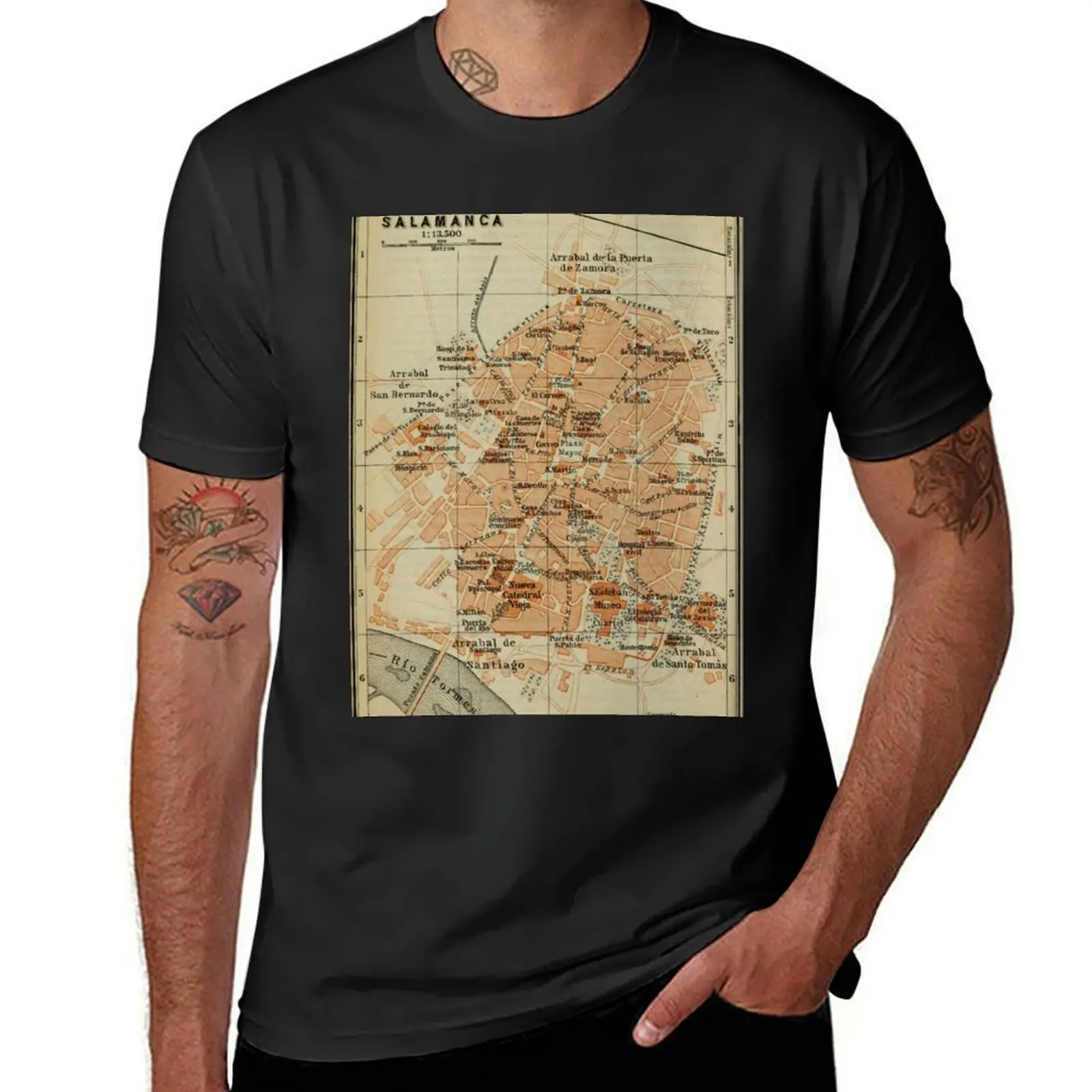 Vintage Salamanca Spain Map (1913) T-Shirt boys animal print blacks mens graphic t-shirts funny