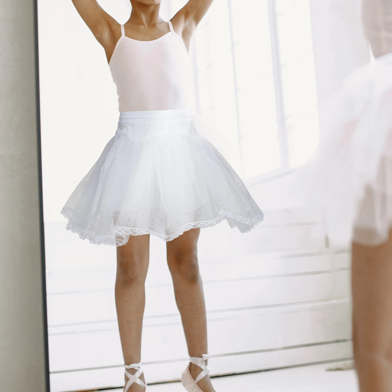 

Petticoat Skirt Women Tutu Underskirt Lace Elegant Body Shaping Dance Stage Performance Comfortable Premium