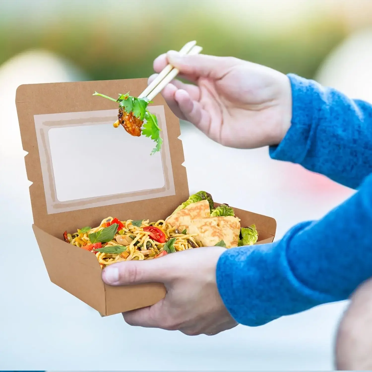 Kraft paper food box Disposable Kraft Paper Food Container Takeout Box Party lunch Box Out Food Containers Custom lunch Box