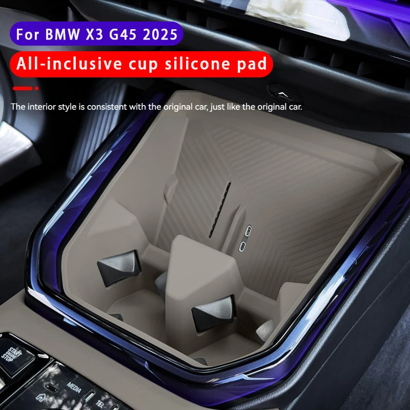 

For BMW X3 G45 2025 Silicone CaConsole Cup Holder Wireless Charging Pad Protection Mat Auto Accessories Interior Styling