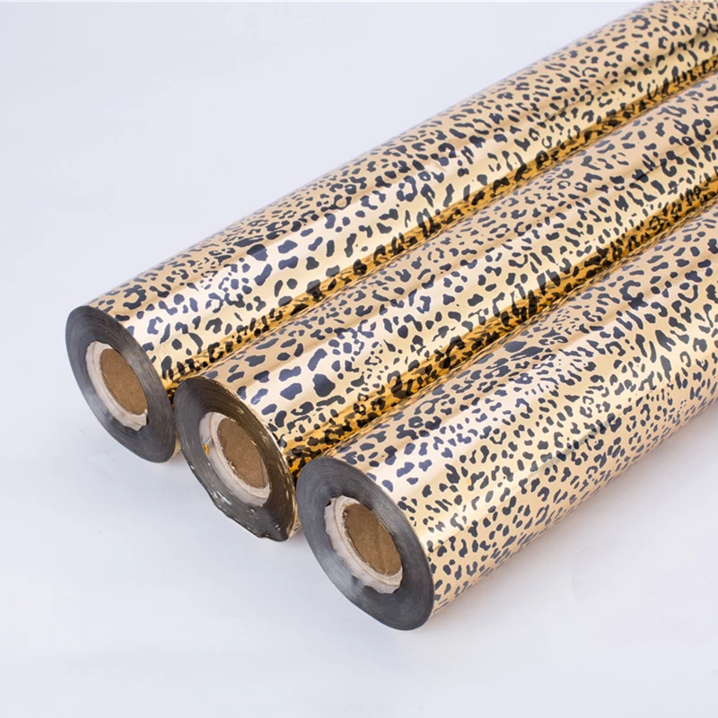 Folha de estampagem a quente com estampa de leopardo dourada e prateada elegante – perfeita para projetos de moda, embalagens e faça você mesmo