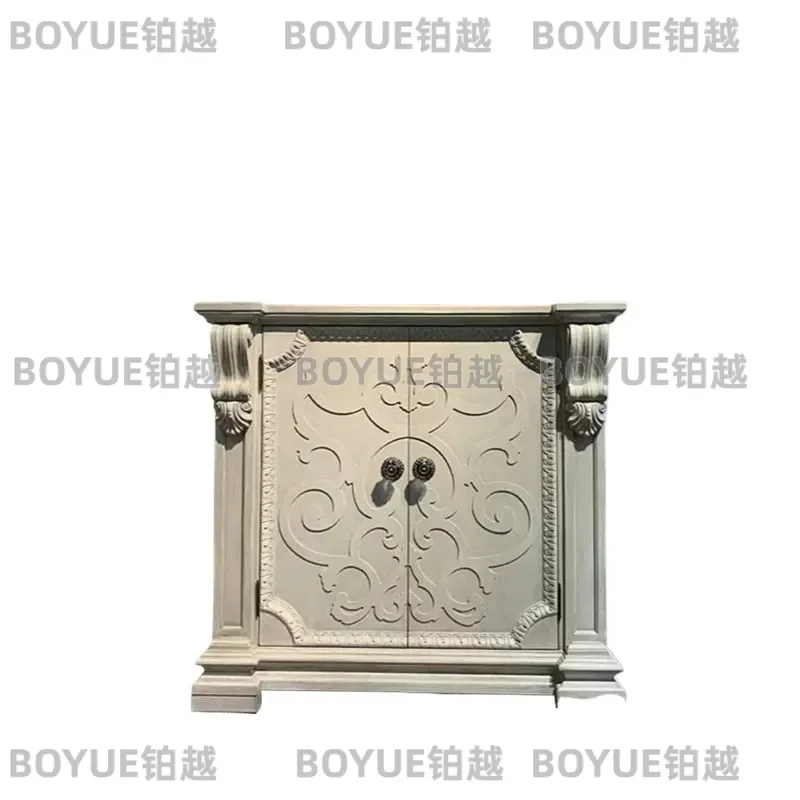 Retro American Solid Wood Porch Cabinet French Entryway Foyer Decorative Locker Side Console Architectural Revival Shoe