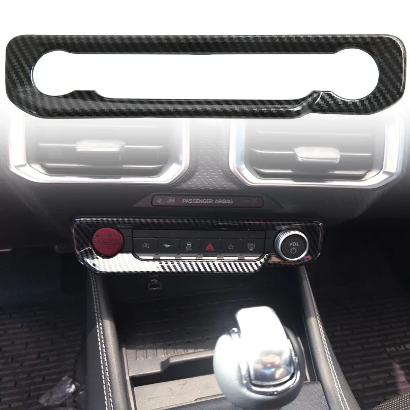 

For Ford Mustang 2024 2025 Carbon Fiber Printed Interior Air Conditioning Switch Cover Trim Car Accessories Only Fit LHD