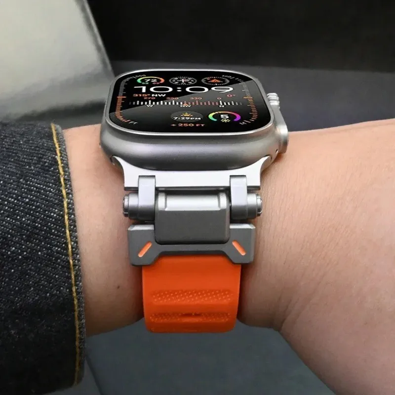 Ремешок из мягкого силикона для Apple Watch Ultra 2 Band, спортивный браслет для IWatch Serise 8 7 6 5 9, 49 мм 44 мм 45 мм 42 мм