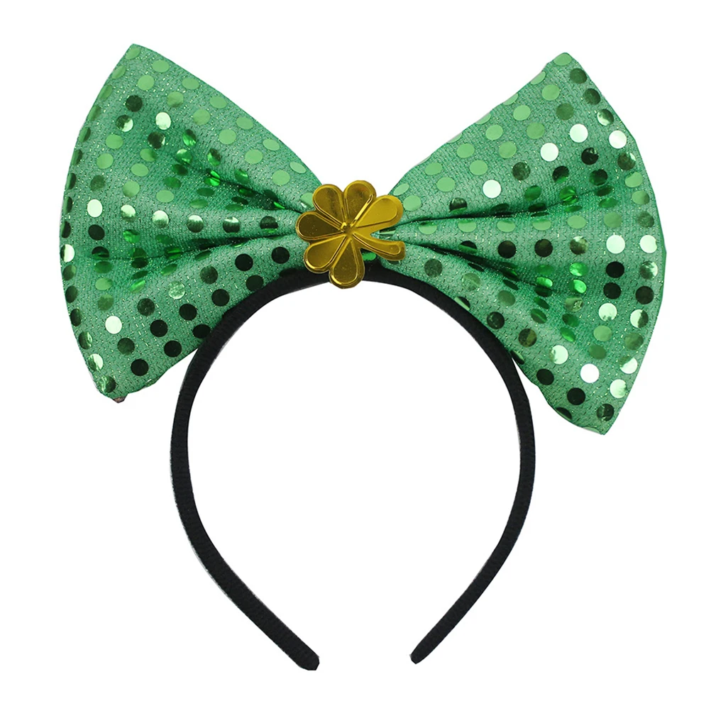 

Shamrock Hair Bow Clover Headband Festival Hoop Green Bowknot St Patrick Day Headdress Party Supplies Hairstyle Tool Nonfading
