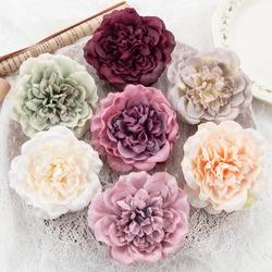 Artificial Flowers for Wedding 10Cm 10Pcs Fake Peony Home Decortion Craft Scrapbooking Silk Dahlias Christmas Wreath Accessories