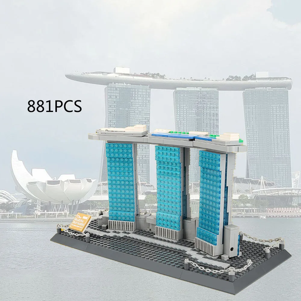 

Creative Construction Singapore Hotel Modern Famous Architecture Marina Bay Sands Block Model Building Brick Toys For Gifts