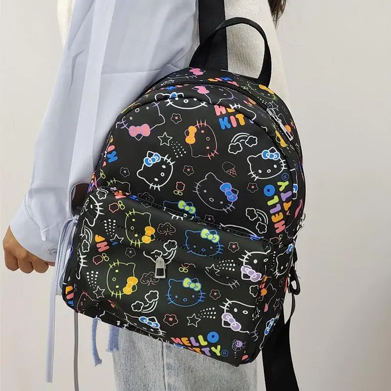 

Рюкзак Sanrio Hello Kitty, школьный рюкзак большой емкости для девочек, черный детский рюкзак с принтом Kawaii, аниме, модная новая сумка с героями мультфильмов
