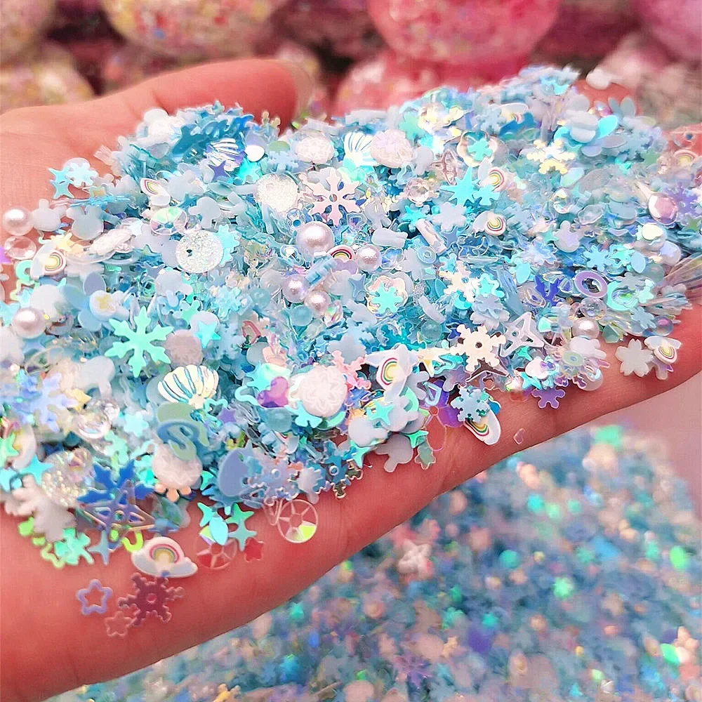 Luminous Hot Clay Slices And Glitter Sequin Mixed Star Heart Flower Beads Fluorescent Flake Glow in The Nail Art Manicure Decor