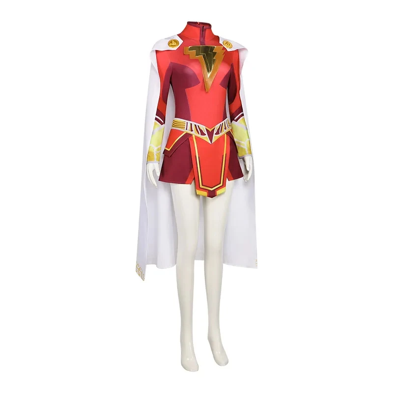 Disfraz de cosplay ADFF15Mary Shazam! Disfraz Completo de Mary Bromfield, Furia de los Dioses, para Fiesta de Halloween, Top, Pantalones Cortos y Capa, para Mujer