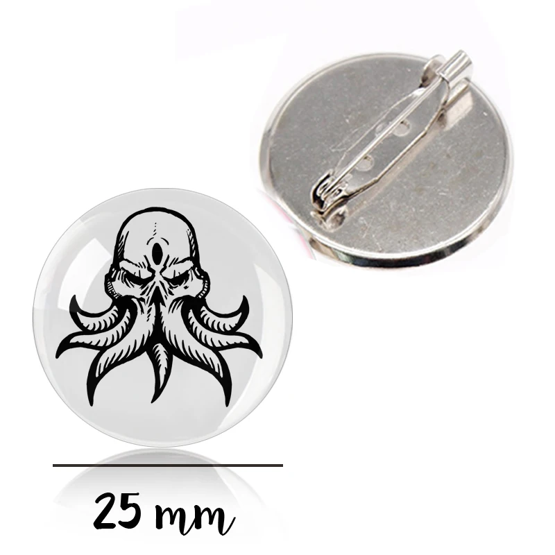 Mental Brooches Horror Cthulhu Mythos Sign Logo Brooch Cartoon Cute Kawaii Octopu Eye Circle Pin Badge Enamel Decorate Bags Cap