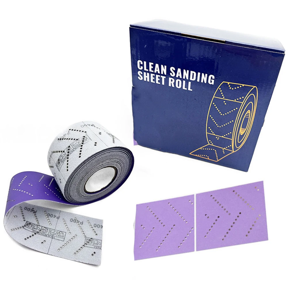 

1 шт., 12 м, фиолетовый рулон наждачной бумаги, зернистость 80-600, рулон абразивной наждачной бумаги, наждачная бумага, абразивный рулон с несколькими отверстиями для шлифовки дерева и металла