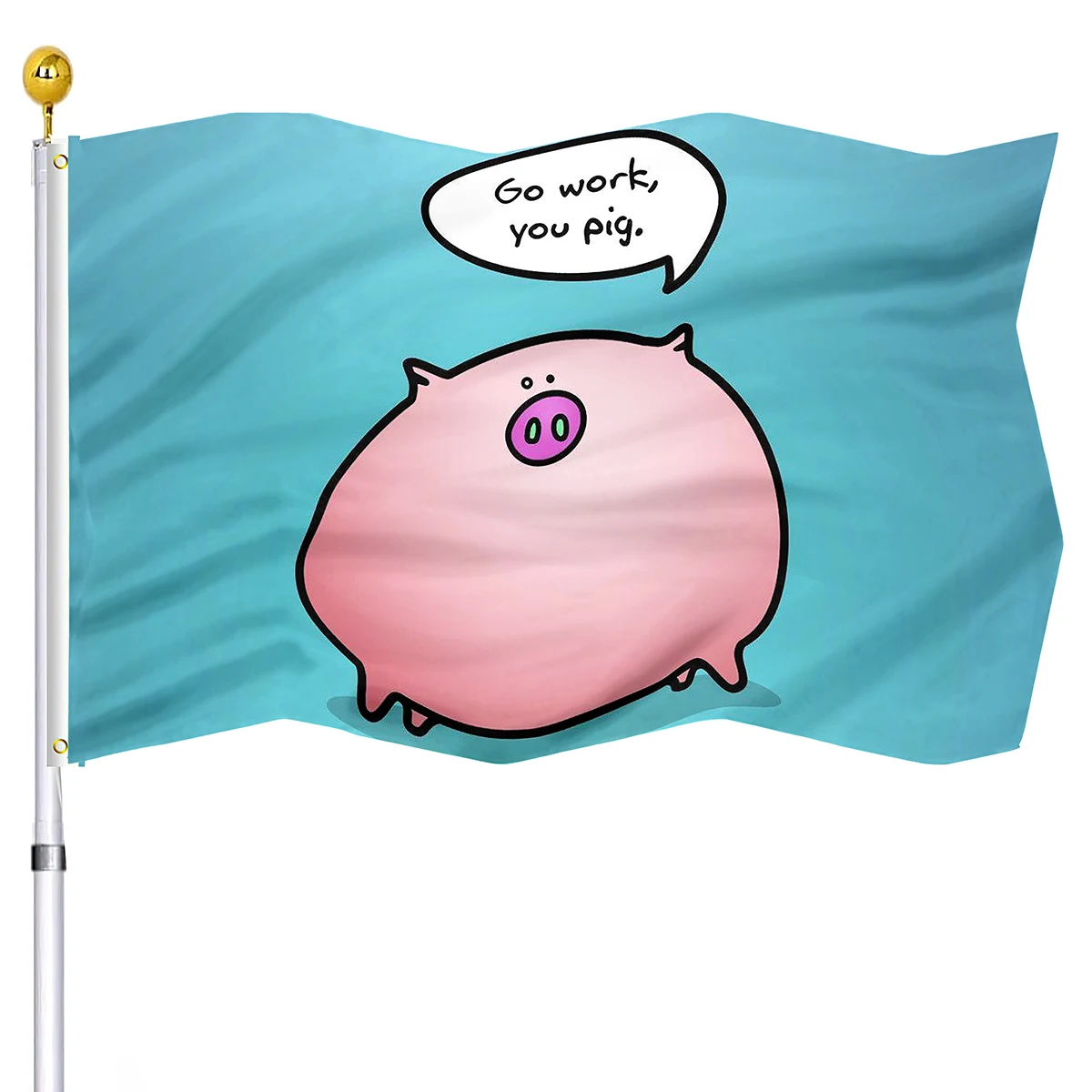 Funny Cartoon Pig Flag Vivid Color and UV Fade Resistant Banner Flags House Interior Porch Outdoor with Brass Grommets Yard Flag