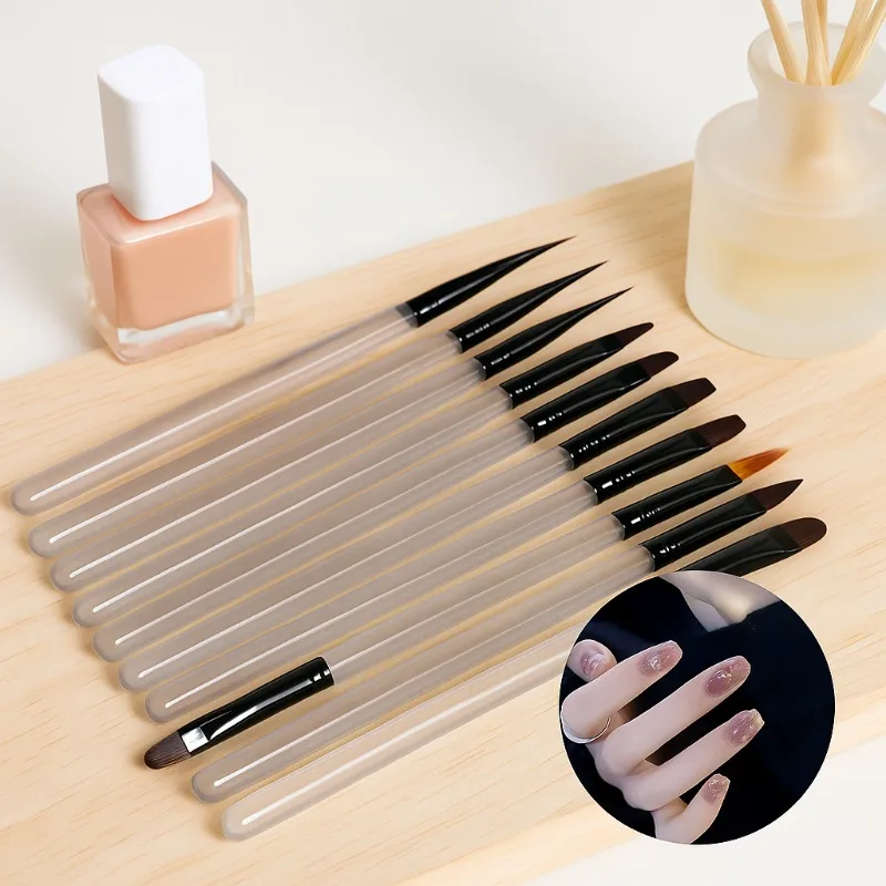 Nagelbürsten-Set, professionelles Nagelkunst-Design, Stift, Malwerkzeuge mit Verlängerungs-Gel-Pinsel für Salon, Zuhause, DIY, Maniküre-Set, 9 Stück