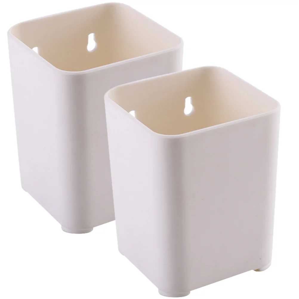 

2 Pcs Storage Box Clear ABS Plastic Desk Organizer Wall Mount Makeup Brush Wall Mount Pen Holder Holder Office Supplies