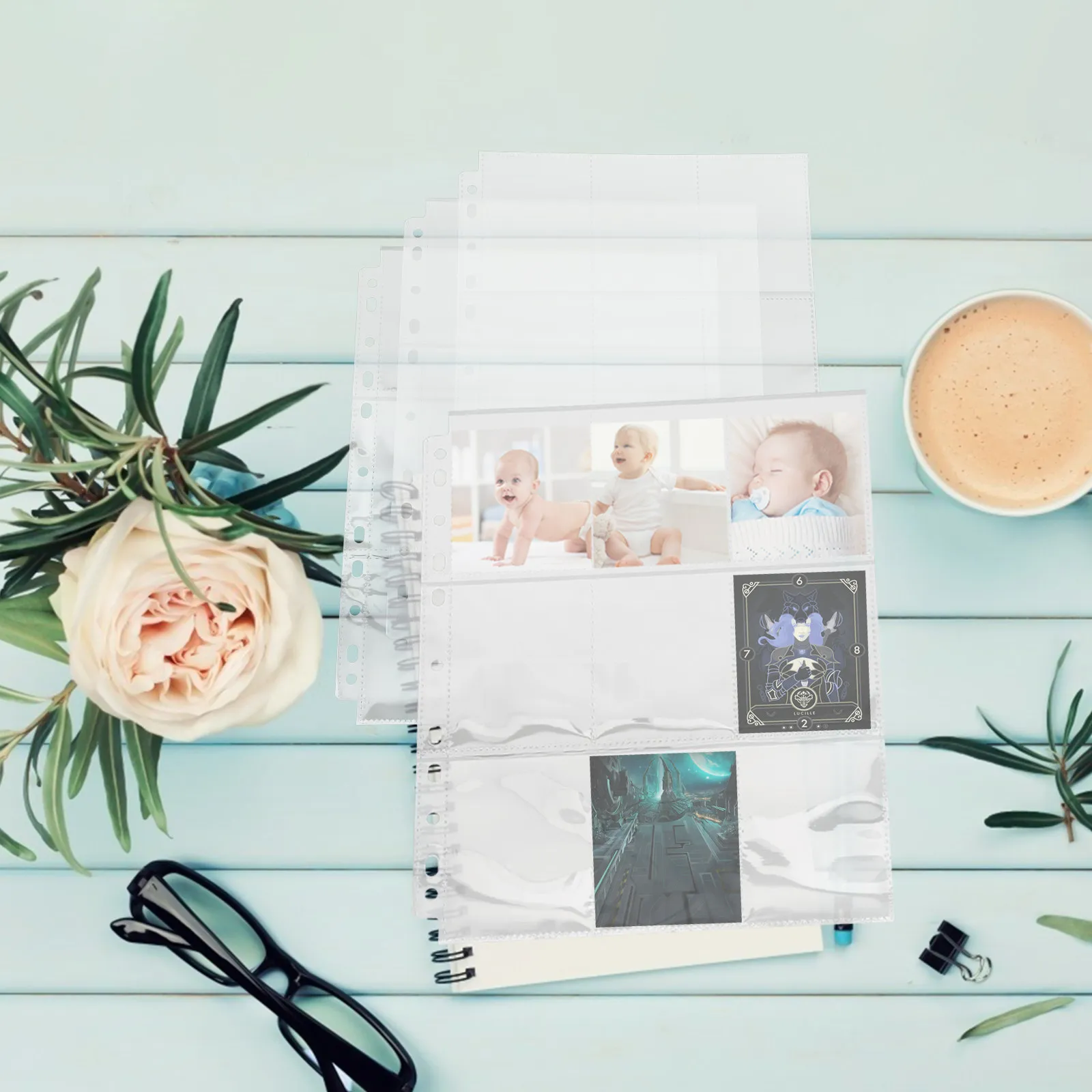 50-pochettes-pour-cartes-a-collectionner-pages-de-classeur-pour-cartes-photo-feuilles-d'album-transparentes-a-9-poches-pour-cartes-de-sport-et-cartes-de-baseball