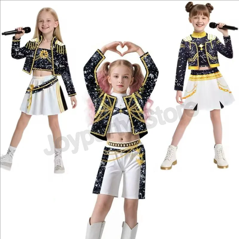 ملابس الفتيات ميرا رومي زوي للمسرح أزياء تنكرية سوداء للفتيات زي موحد لحفلات الهالوين لعب الأدوار مطبوعة فستان بتصميم حالم