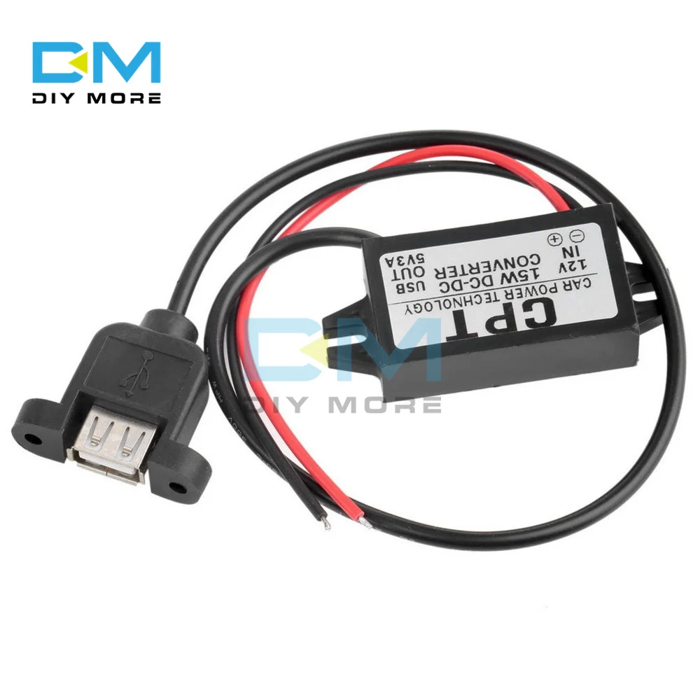 Módulo de fuente de alimentación para coche, convertidor reductor de voltaje de 12V a 5V, 3A, 15W, DC-DC