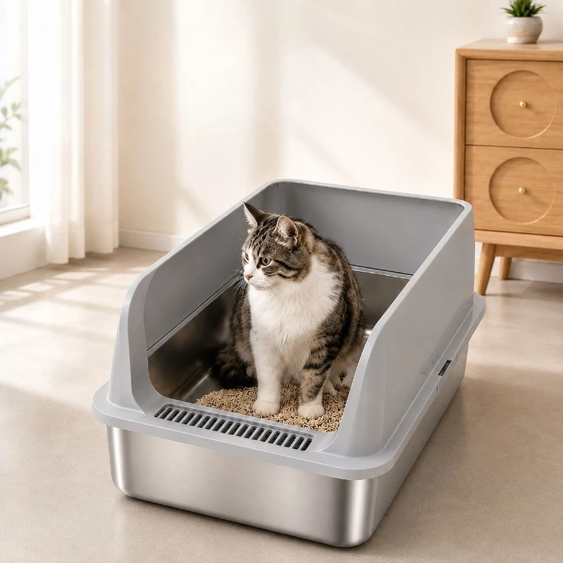 Smell Proof Litter Box open-ended Plastic Defecation  Litter Box Tray With Strainer Large Sandbox Arenero Para Gatos Home Items