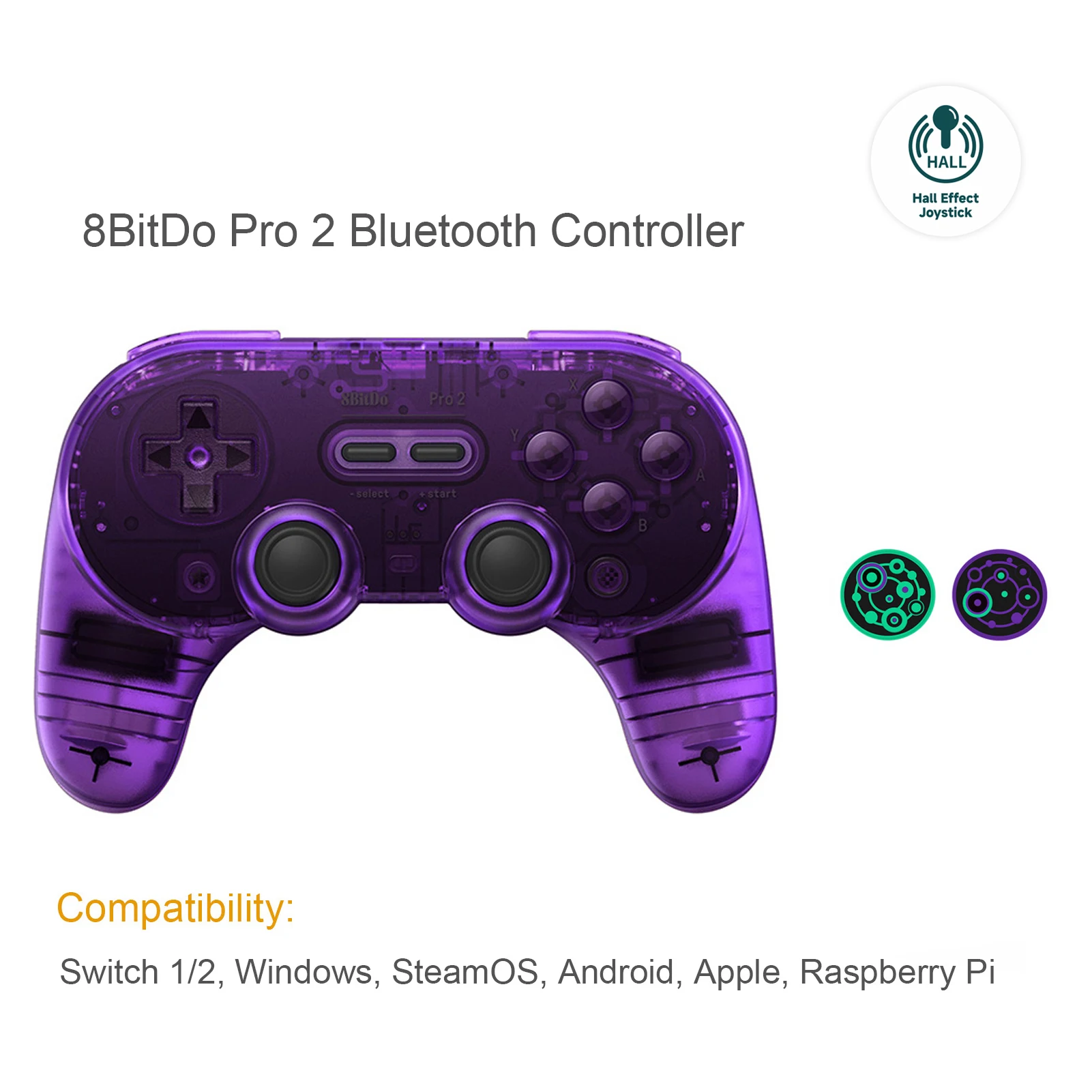 8BitDo Pro 2 Bluetooth-controller Hall Effect Joystick Gamepad voor Apple Nintendo Switch 2 PC MacOS Android Steam Deck