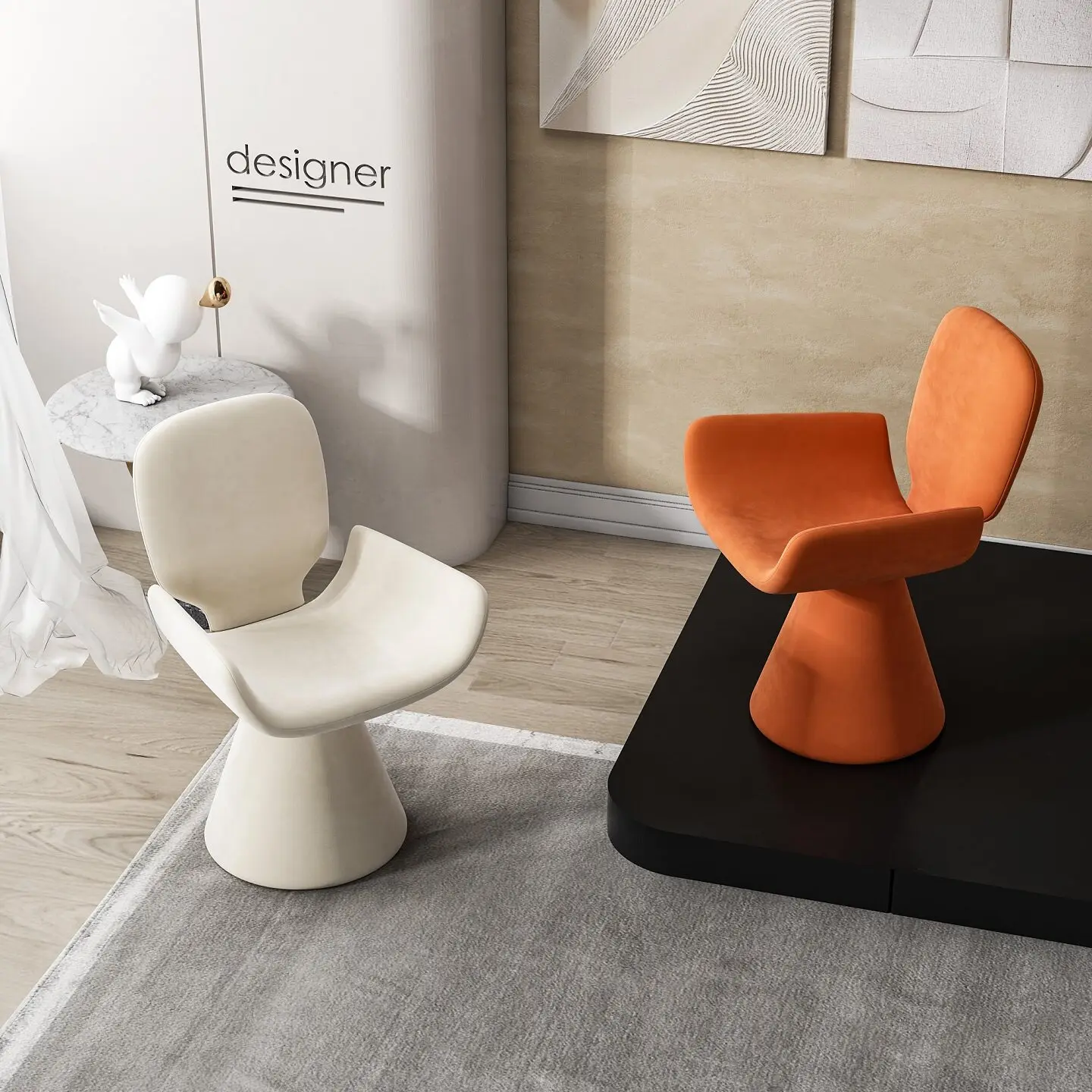 #Light Luxury Cream Makeup Vanity Stool Modern Simple Style Bedroom Dressing Table Chair for Girls Home Cloakroom