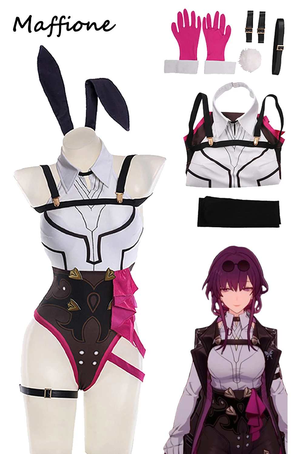 Combinaison de Cosplay de Honkai Star Rail pour Fille et Femme, Déguisement d'Halloween, Accessoires de Costume de Jeu de Rôle Imbibé, Kafka, Lapin, Adulte