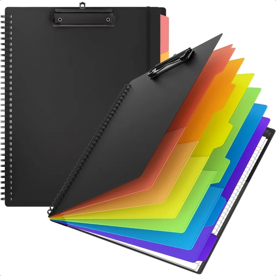 

Plastic Clipboard Folio Folders with 2 Legal Pads for Letter SizeHardcover Storage Clipboards 6 Extra Plastic Colour Dividers w