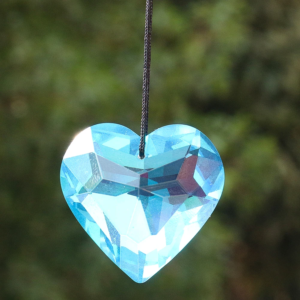 Faceted Prism Lake Blue Love Heart Crystal Jewelry Pendant Curtain Chandelier Dangle Rainbow Sun Catcher Wedding Hanging Decor