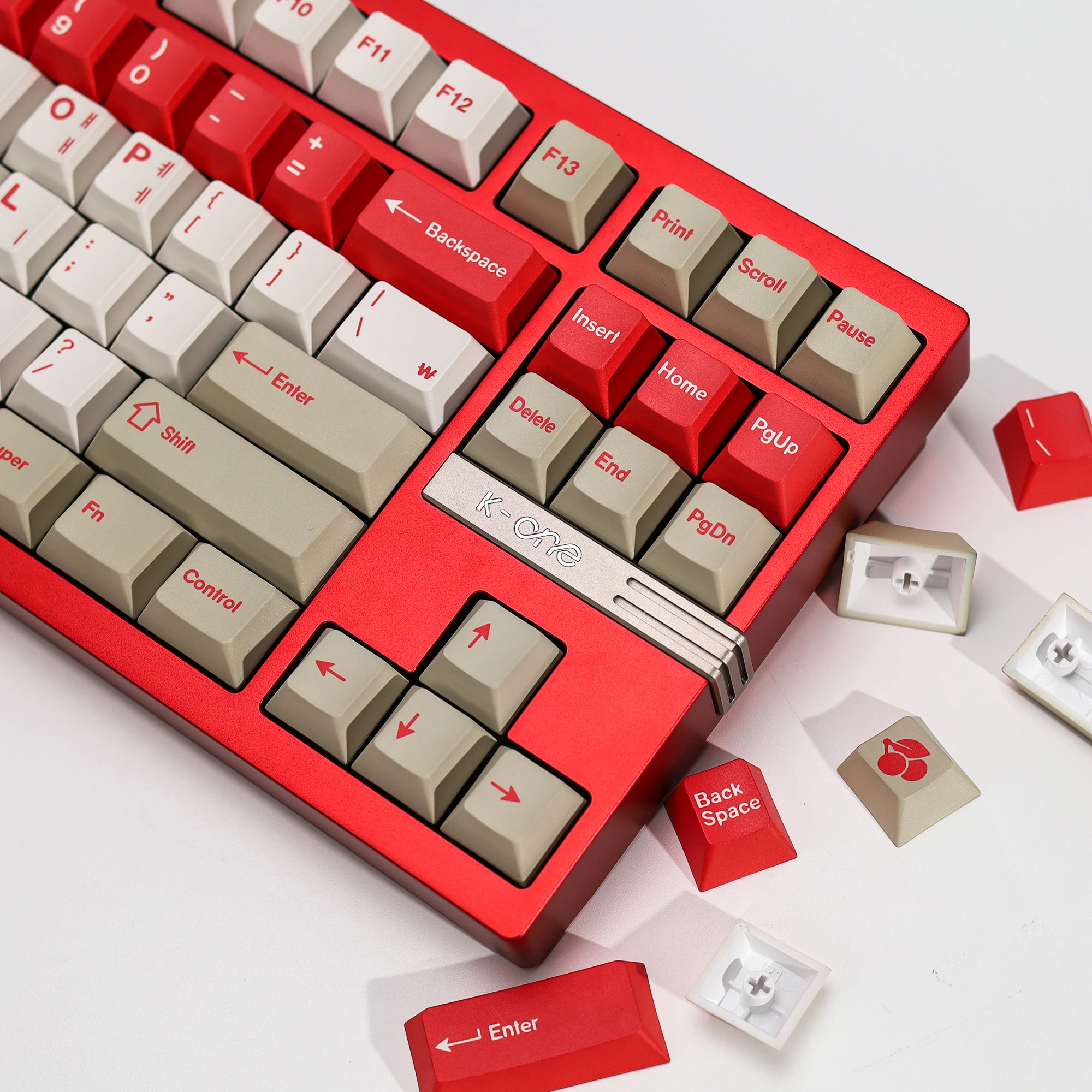 KBDiy Korean Keycap Retro GMK Red Alert Cherry Profile PBT Ailce Keycaps Custom For 60% Gaming Mechanical Keyboard KIT Key Caps