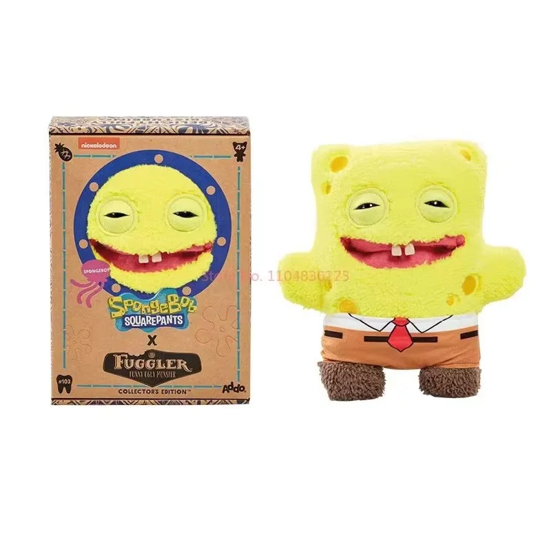 Genuine 22cm Original Fuggler Spongebob & Patrick Official Collab Plush - Toothy Ugly-Cute Tooth Monster Stuffed Doll Toys Gifts