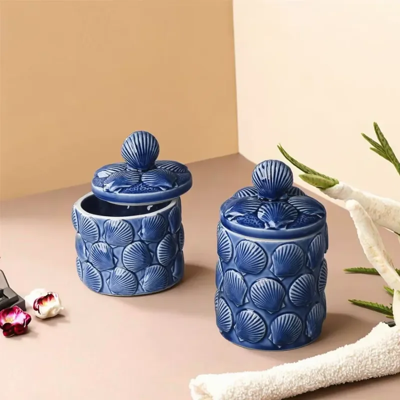 for Simple Modern Ceramic Storage Jar Relief  Tank Home Decor  Kitchen Bedroom with Marine Elements Diwali Decoration