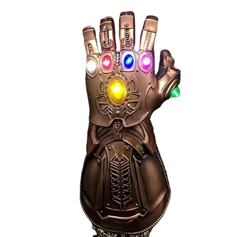 Guantelete de superhéroe Infinity War, guantes de Thanos con luz LED, modelo de figura, disfraz de Cosplay, fiesta, espectáculo de escenario, juguete de utilería, 1:1