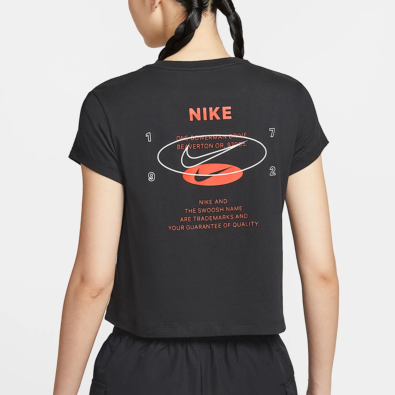 Nike genuine women's printed pattern round neck breathable sports short sleeved IH8507-010
