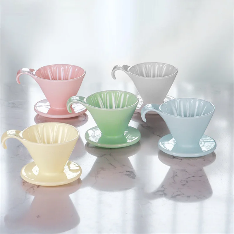Colorful Ceramic Coffee Filter Cup for Rich Coffee Flavor Extraction Home Barista Petal Coffee Filter Cup Pour Over Dripper