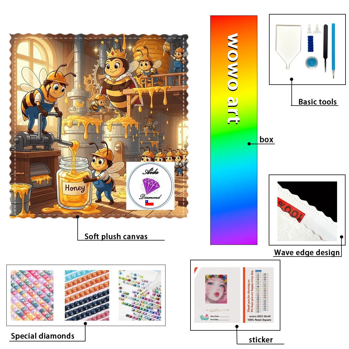 

【Aida_ Diamond Art】Стразы Bee Factory Crystal AB, стразы FD, идеальные стразы из смолы