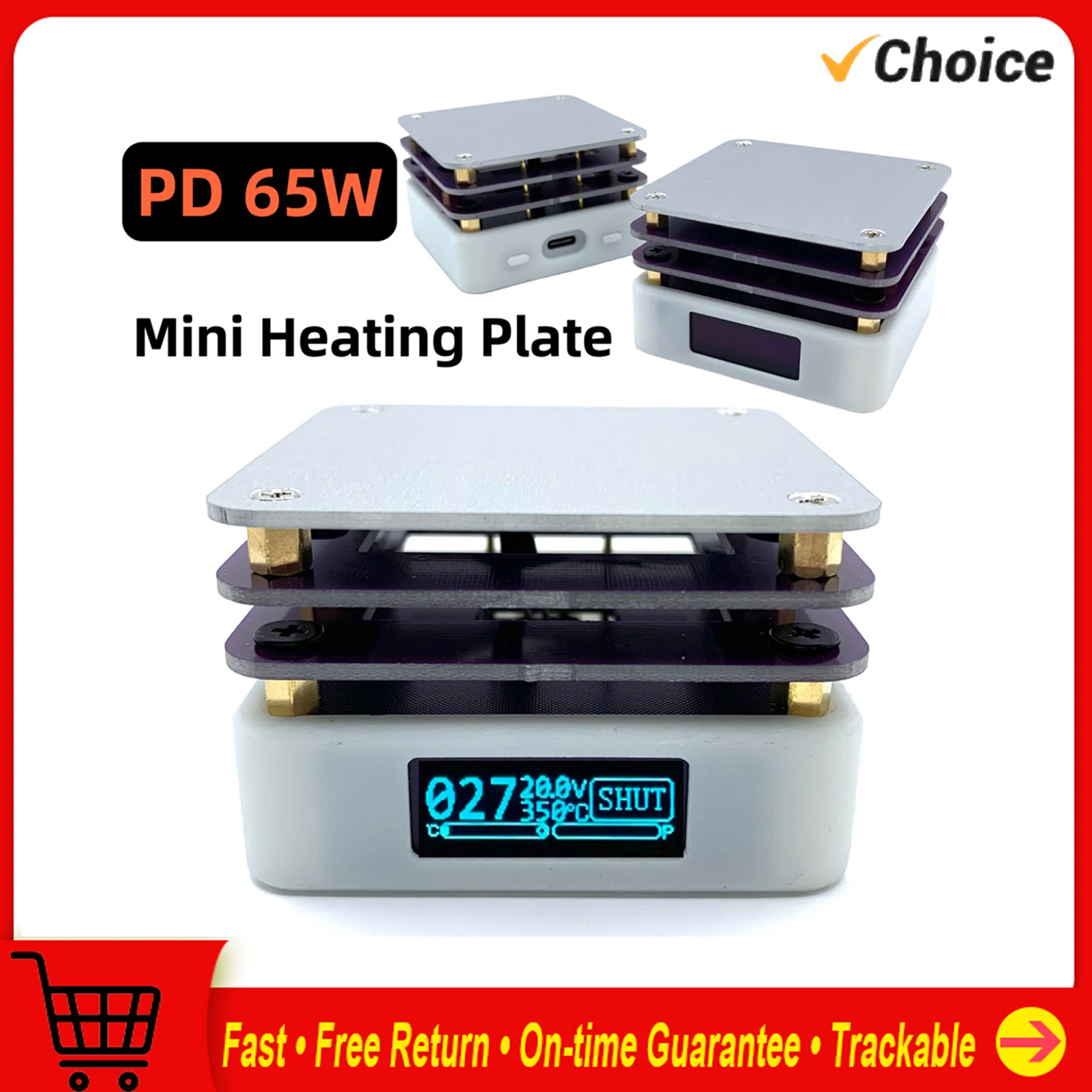 

65W PD Protocol Hot Plate Preheater Printed Circuit Board Soldering Heating Plate Rework Station Preheating Platform Repair Tool