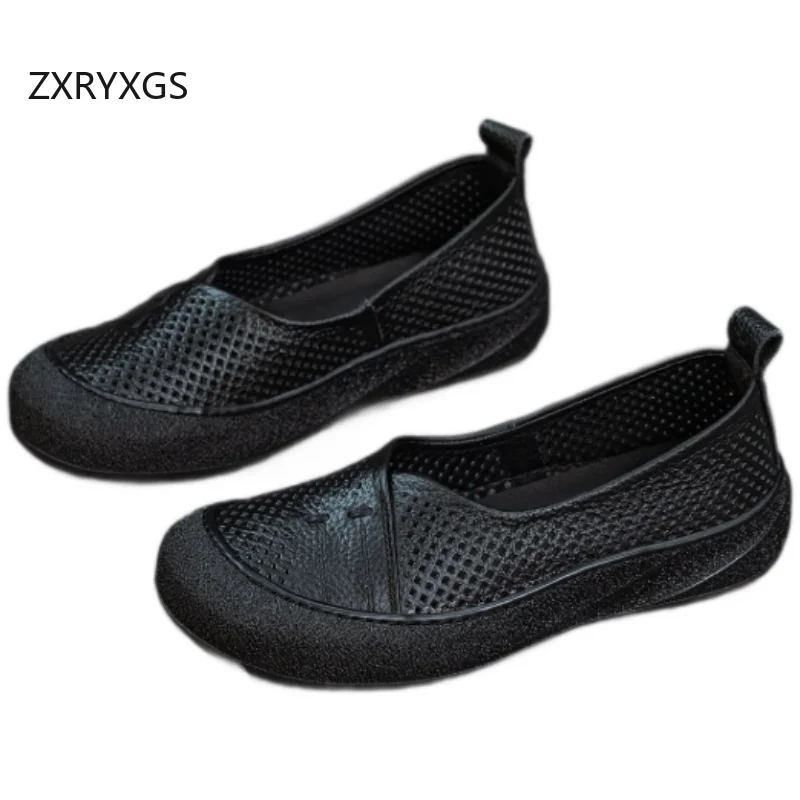ZXRYXGS Promotion Soft Cowhide Hollow Shoes Breathable Sneakers 2026 Spring Summer Sneakers Casual Shoes Women Trendy Sneakers