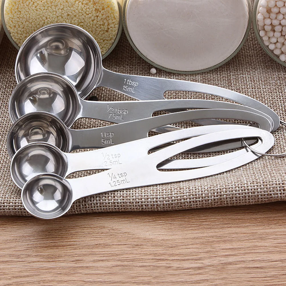 

5pcs/Set Stainless Steel Measuring Spoons Coffee Milk Powder Measure Spoon Kitchen for Liquid