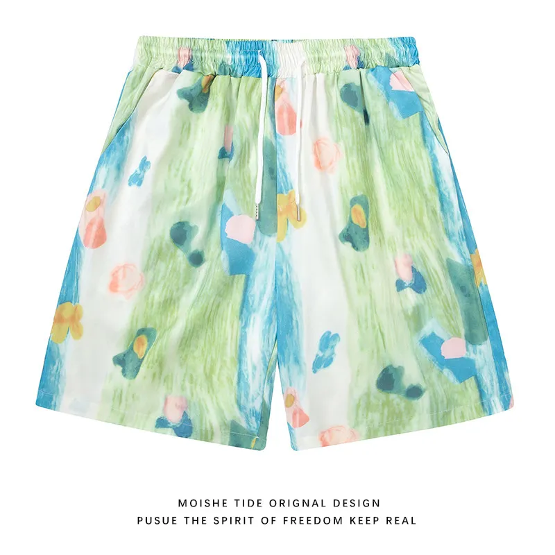 

2026 Hawaiian Style Floral 3D Casual Beach Shorts with Full Print, Men's Loose Fit Couple Sports and Fitness Five Quarter Pants