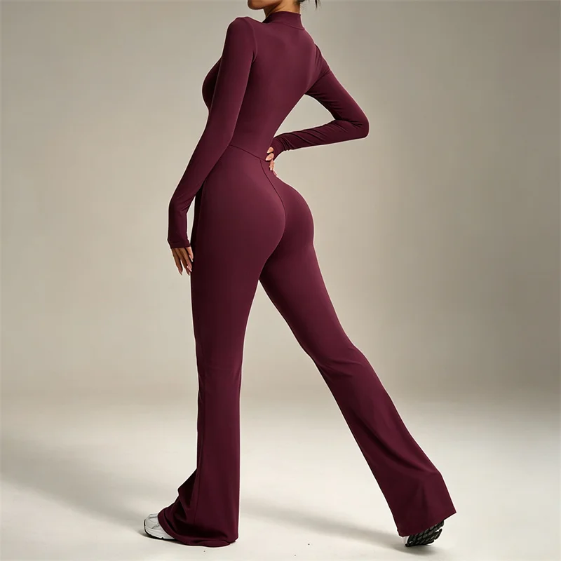 TRY TO BN Yoga Jumpsuit Long Sleeve Zipper High Strength Squat-Proof Sports One Piece Bodysuit Fitness Workout Gym Woman Clothes view 3