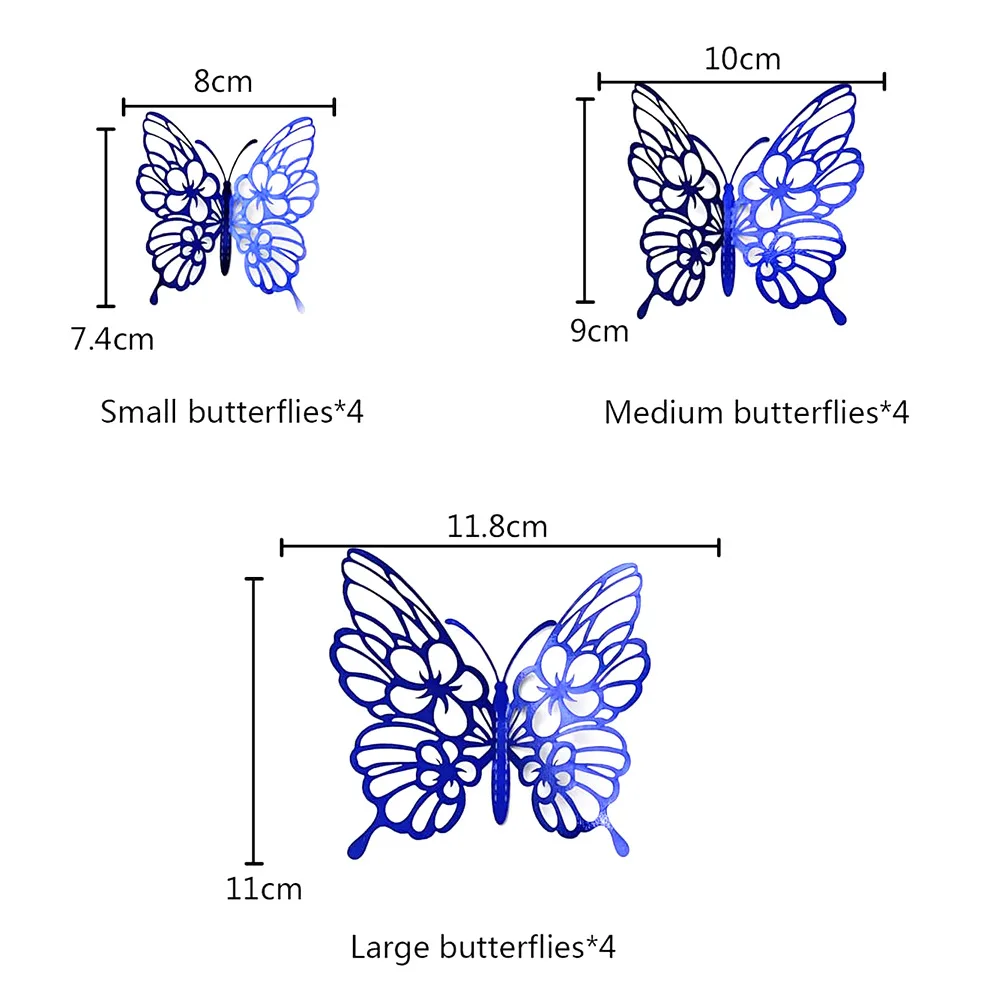 12 Teile/satz 3D Hohl Schmetterling Wand Aufkleber Wand Dekor für Wohnzimmer Hochzeit Party Dekoration Schmetterlinge Aufkleber Aufkleber – Detail 16