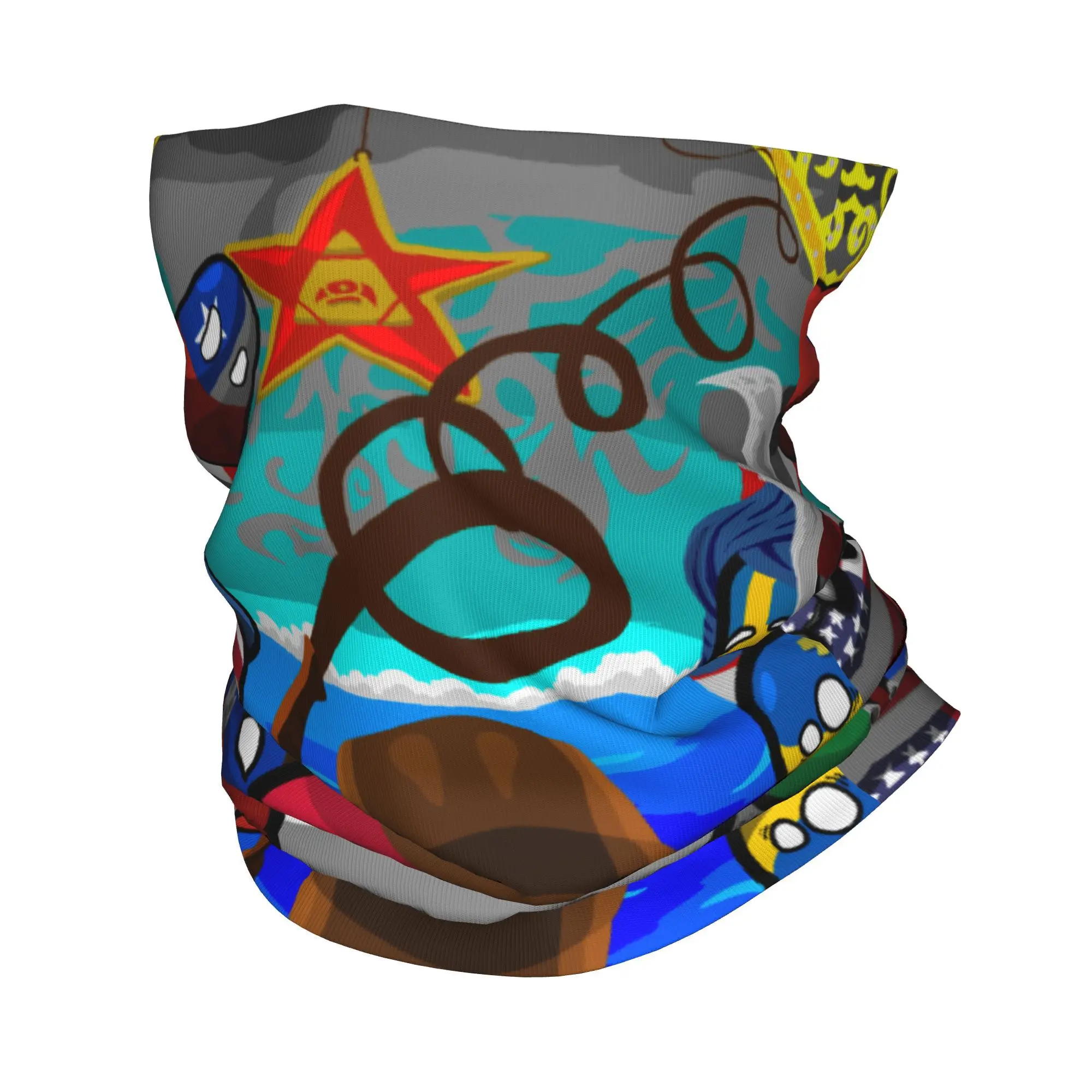 

Custom New Cartoons Animes Countryball Neck Gaiter Men Women Windproof Winter Bandana Scarf for Cycling
