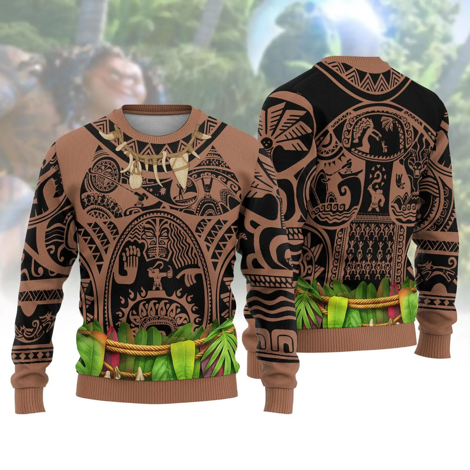 

2025/26 Boys Costume 3D Totem Printing Maui Moana Cosplay Long Sleeve Top Christmas Carnival Party Outfits For Boy