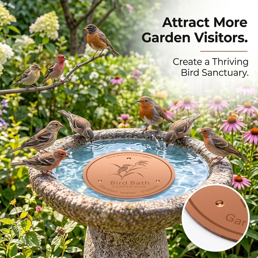 Thick Reinforced Copper Bird Bath Disk, Garden Water Visitor Attractor Decorative Metal Insert for Outdoor Petting