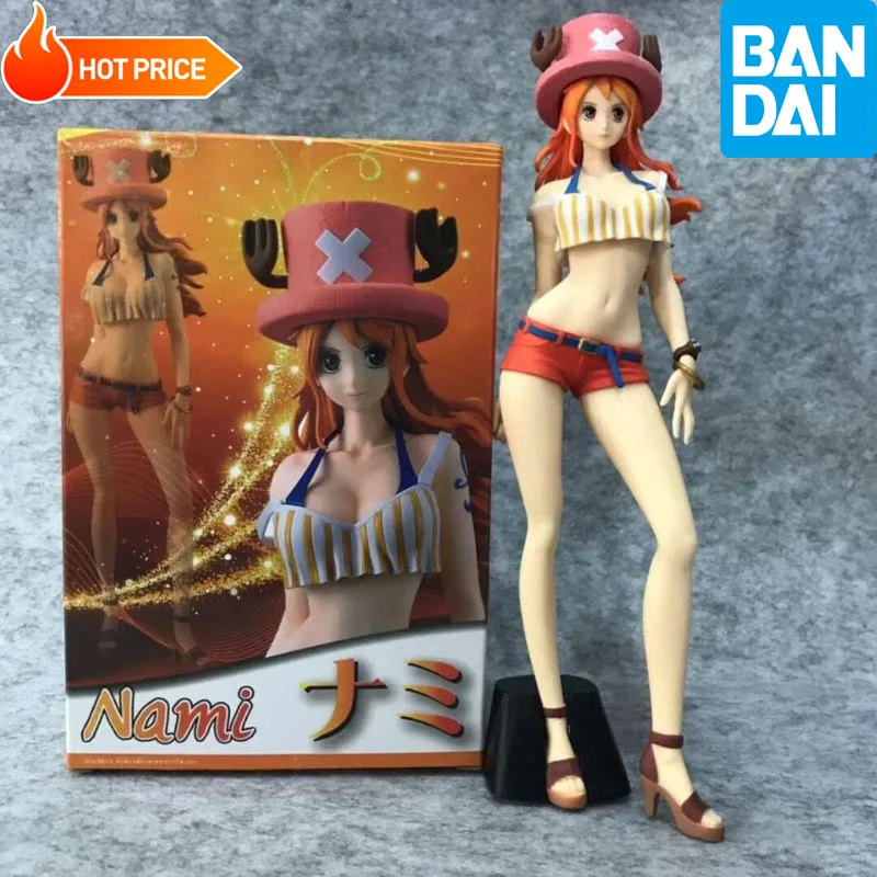 

21CM original One Piece Nami Deep Blue belt Chopper Hat Flash model figuette gift, gift model decoration