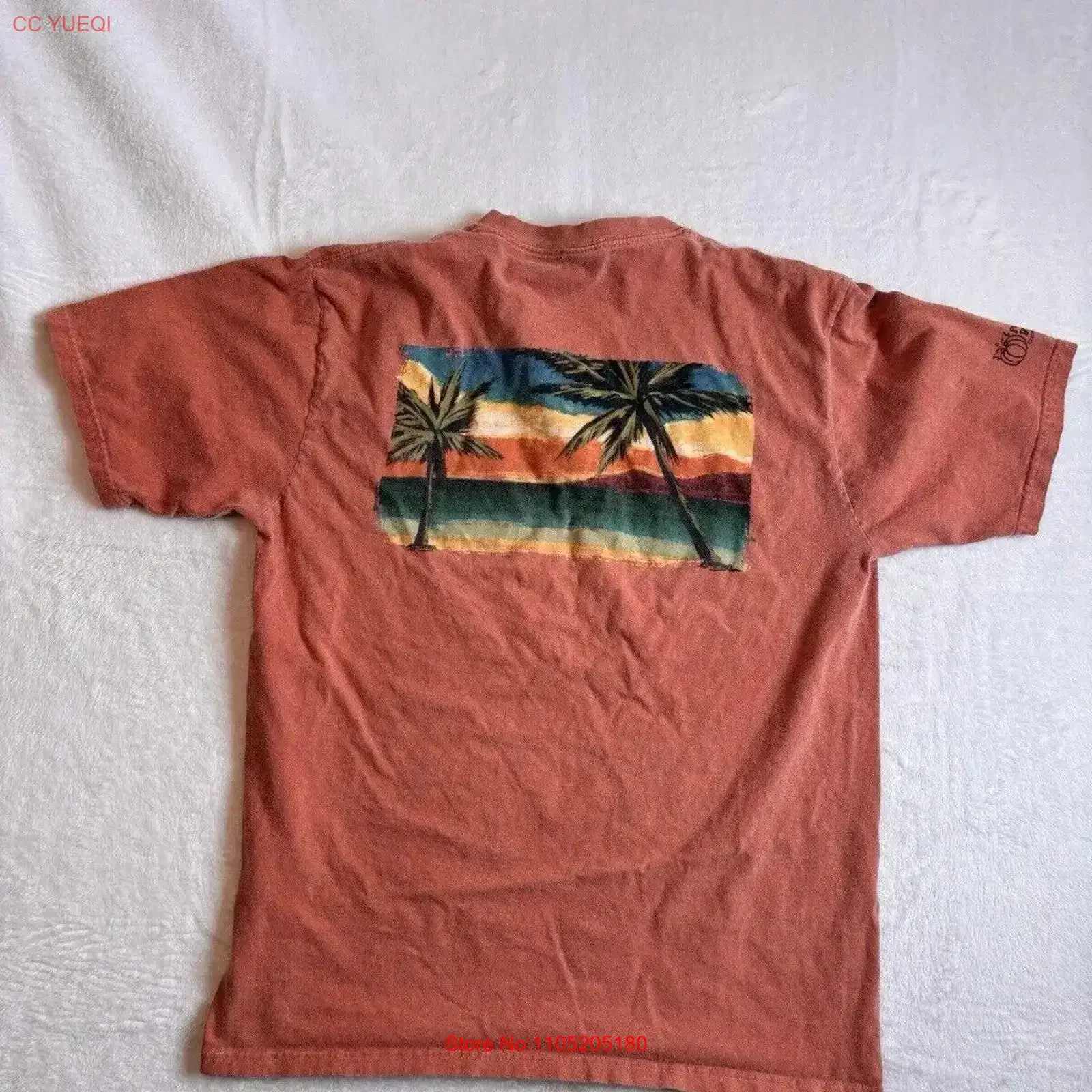 T-shirt fou teint citrouille Orage Hawaii homme moyen vintage lavé polyvalent haut tendance pour un usage quotidien streetwear décontracté