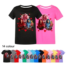 Descendants 4 T-shirts for Girls Summer Short Sleeve Clothes Kids Cartoon Tshirt The Rise of Red Costume Children Birthday Tops